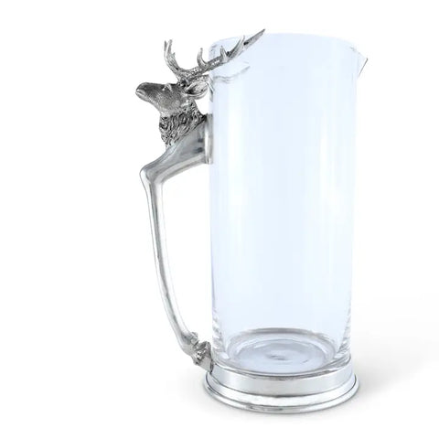 Pewter Deer Leg Glass Pitcher