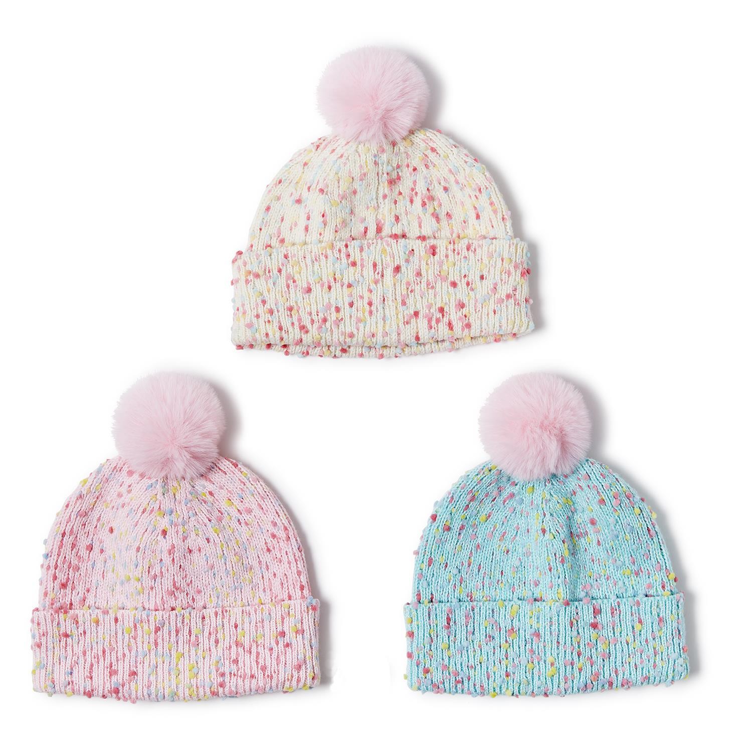 Sprinkles Hat with Fur Pom Pom