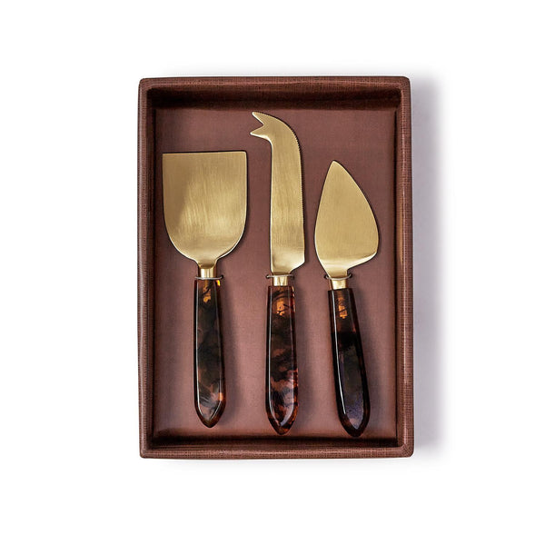 Tortoise Swirl Cheese Knives S/3