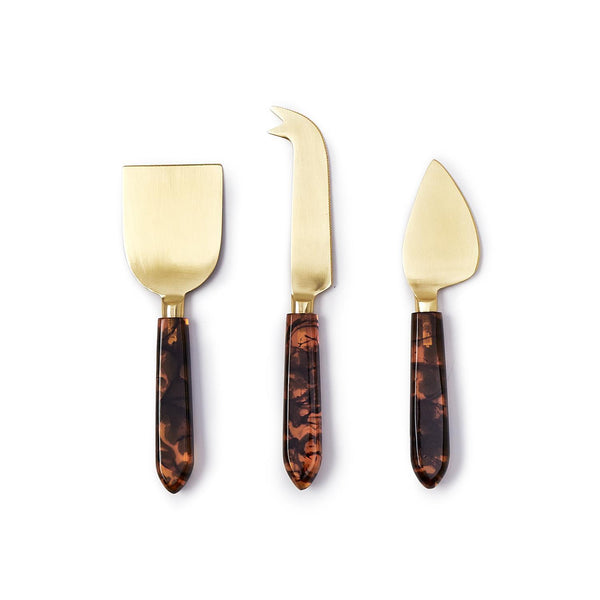 Tortoise Swirl Cheese Knives S/3