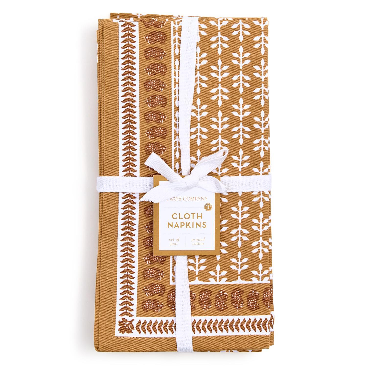 Natural Block Print Cloth Napkins S/4