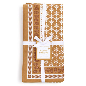Natural Block Print Cloth Napkins S/4