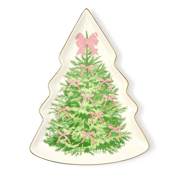 Tree Shaped Plate w/ Gold Rim