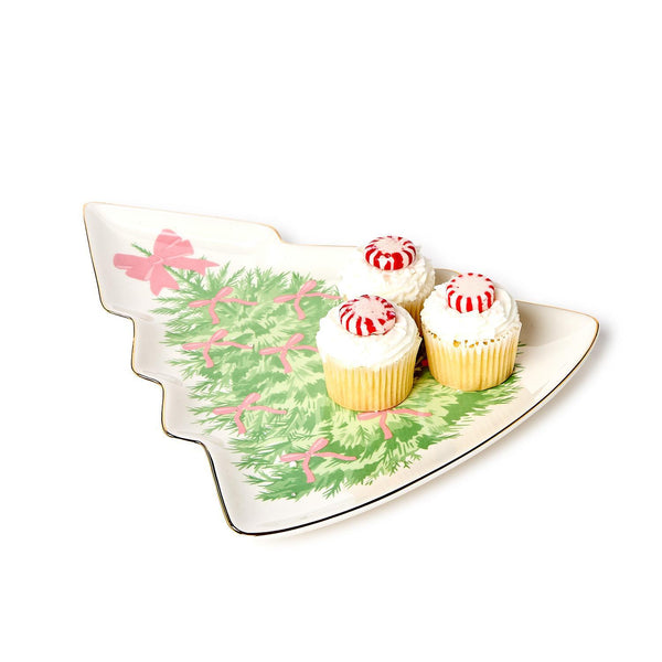 Tree Shaped Plate w/ Gold Rim