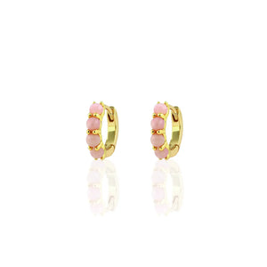 Pink Opal Huggie Earrings