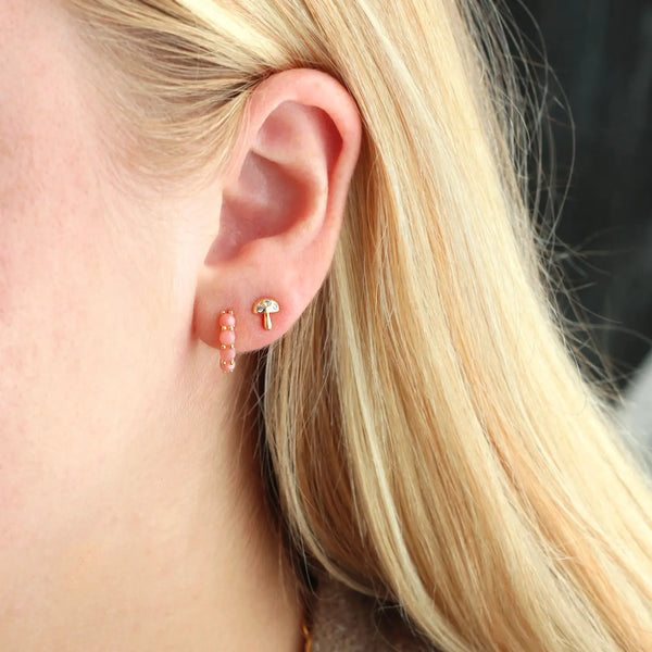 Pink Opal Huggie Earrings