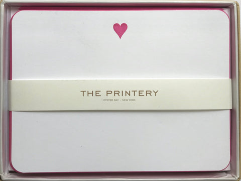 Pink Heart Engraved Note Cards