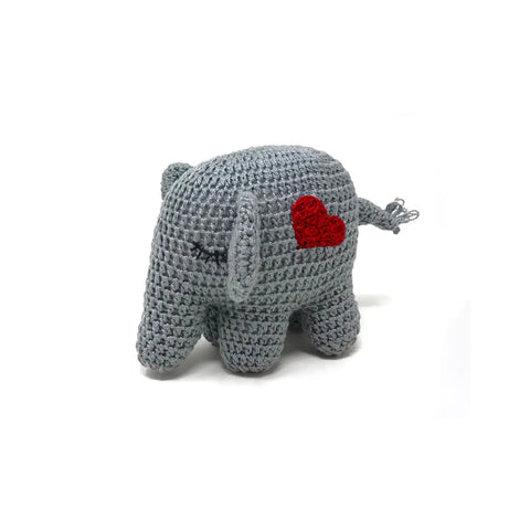 Crochet Elephant With Red Heart