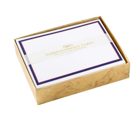 Classic Two-Tone Border Note Cards in Navy and Red