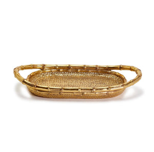 Gold Faux Bamboo Serving Tray